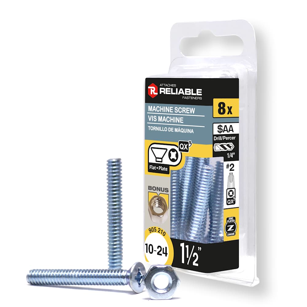 Boulons mécaniques T.P. 10-24 x 1&nbsp;1/2&nbsp;po&nbsp;Pqt/8