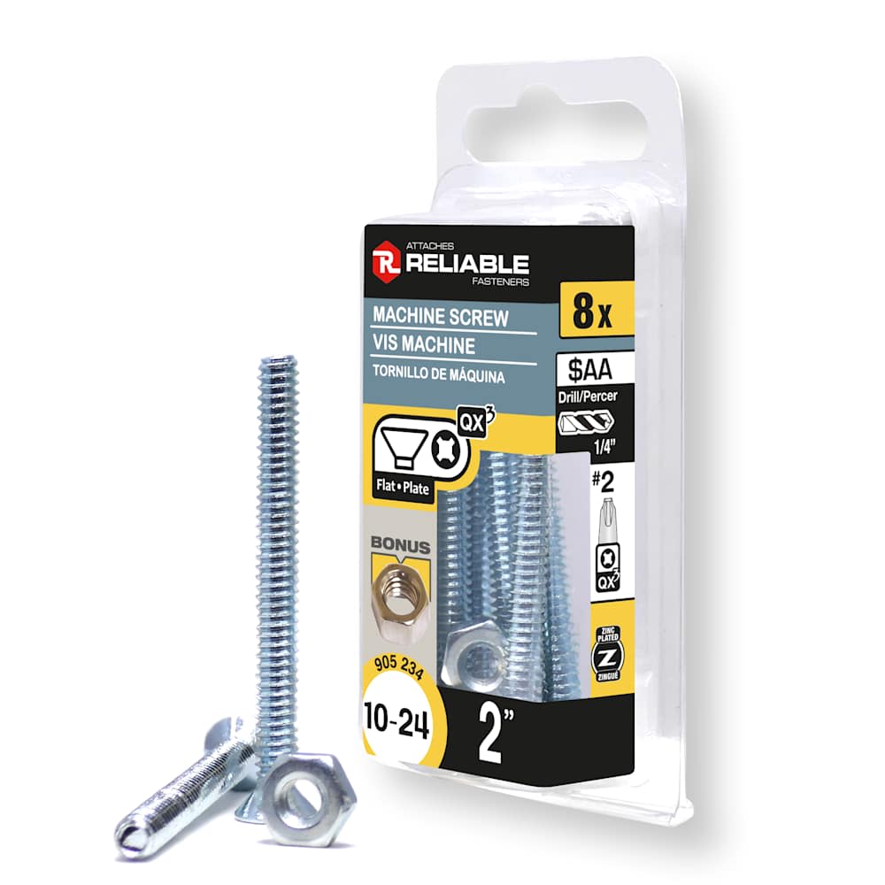 Boulons mécaniques T.P. 10-24 x 2&nbsp;po&nbsp;Pqt/8