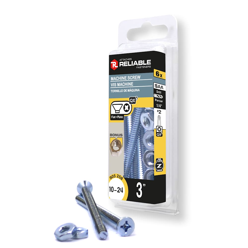 Boulons mécaniques T.P. 10-24 x 3&nbsp;po&nbsp;Pqt/6