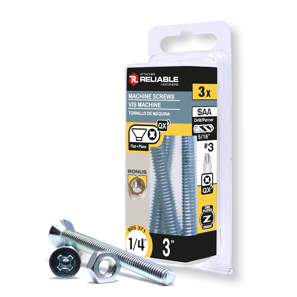 Boulons mécaniques T.P. 1/4-20 x 3&nbsp;po&nbsp;Pqt/3