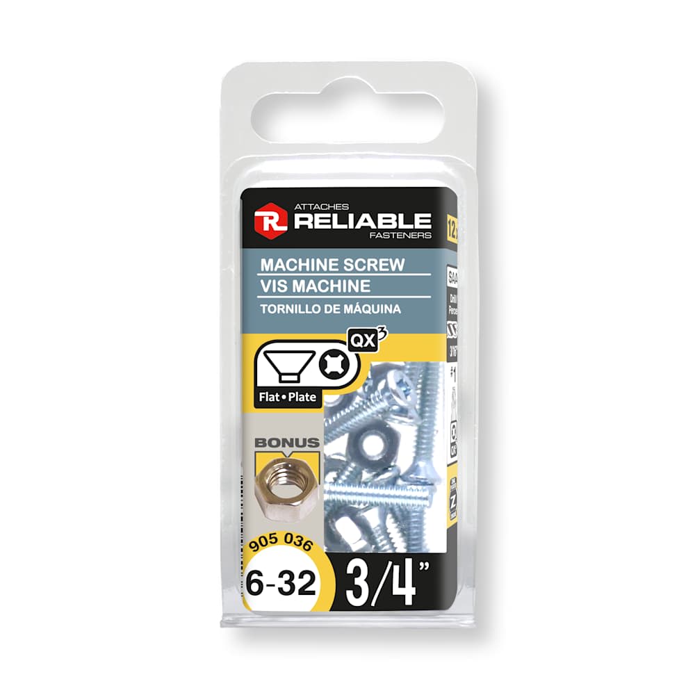 Boulons mécaniques T.P. 6-32 x 3/4&nbsp;po&nbsp;Pqt/12