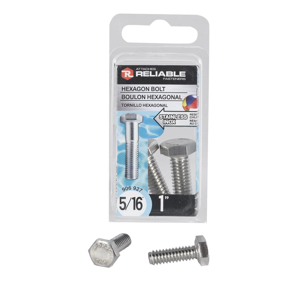Boulons hexagonaux inox 5/16 po x 1&nbsp;po&nbsp;Pqt/2