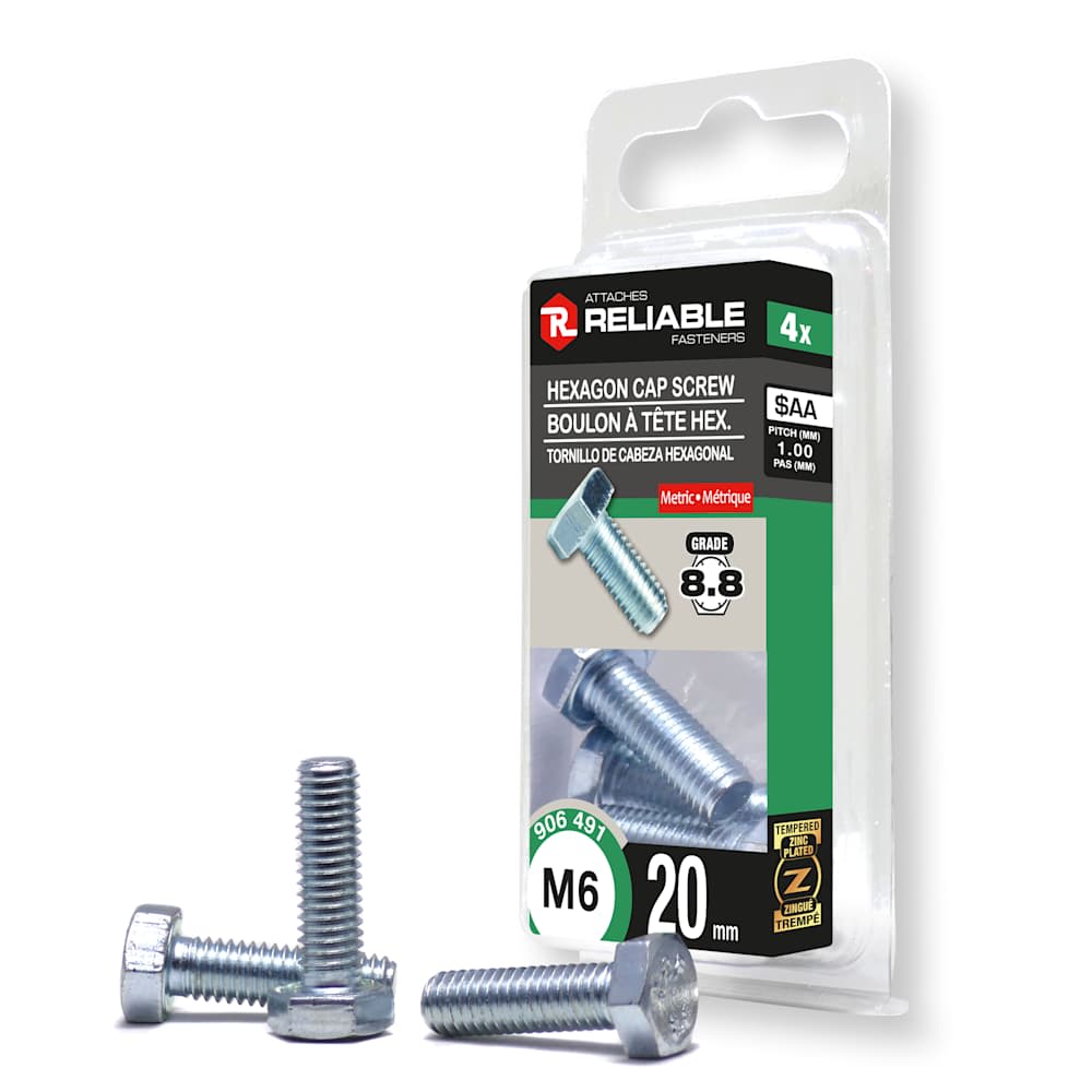 Boulons hexagonaux métriques M6 x 20 mm Pqt/4