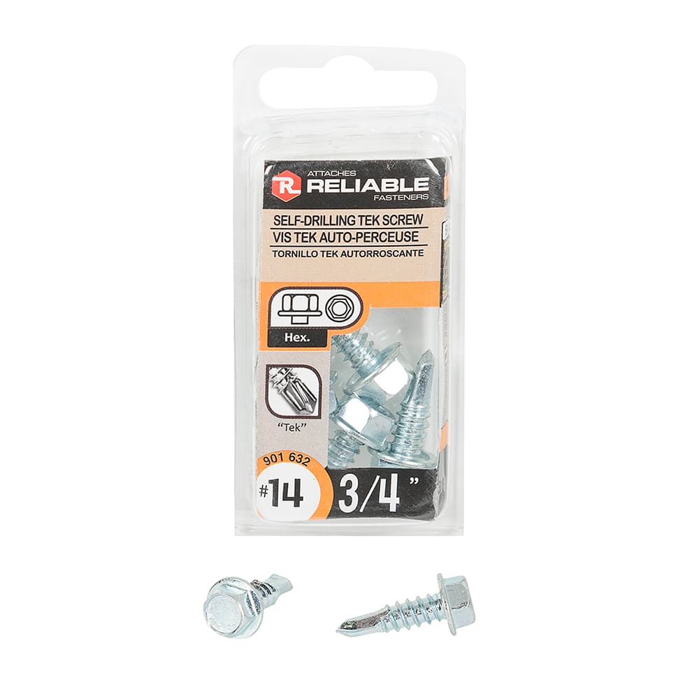 Metal Self-Drilling n° 14 Hex Screw 3/4 in. Pkg/4