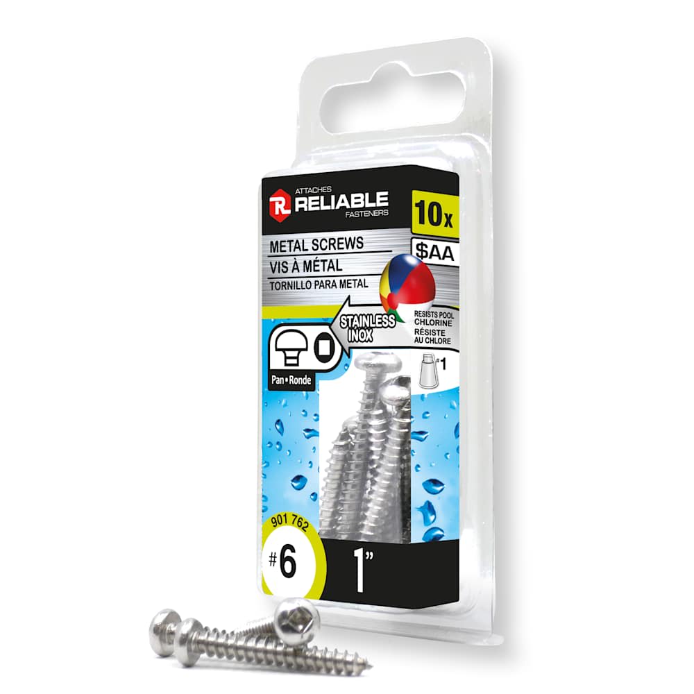 Vis à métal inox 1 po n° 6 T.R. Pqt/10