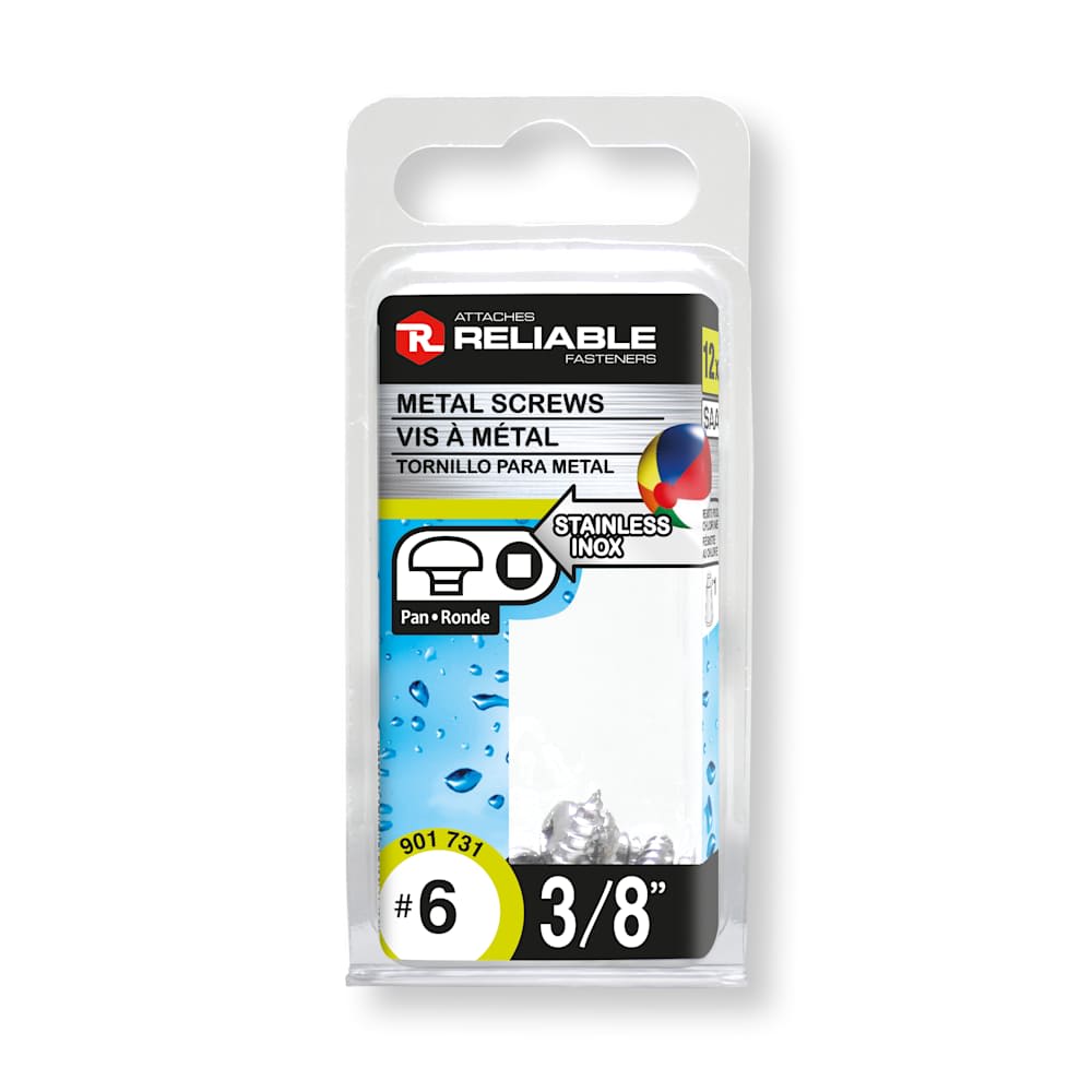 Vis à métal inox 3/8 po n° 6 T.R. Pqt/12
