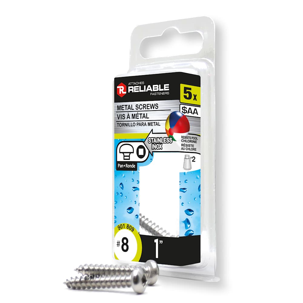 Vis à métal inox 1 po n° 8 T.R. Pqt/5