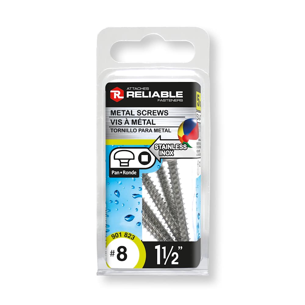 Vis à métal inox 1 1/2 po n° 8 T.R. Pqt/5