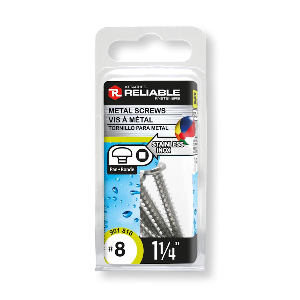 Vis à métal inox 1 1/4 po n° 8 T.R. Pqt/5