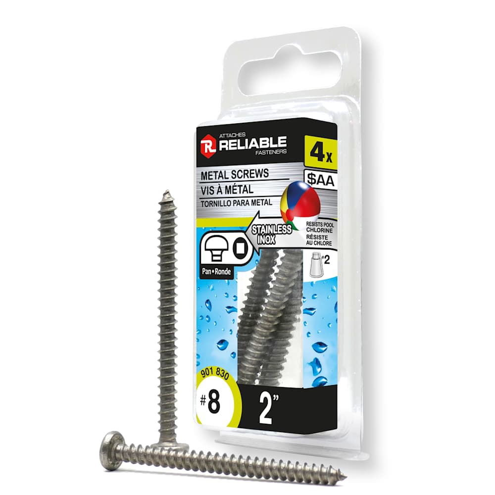 Vis à métal inox 2 po n° 8 T.R. Pqt/4