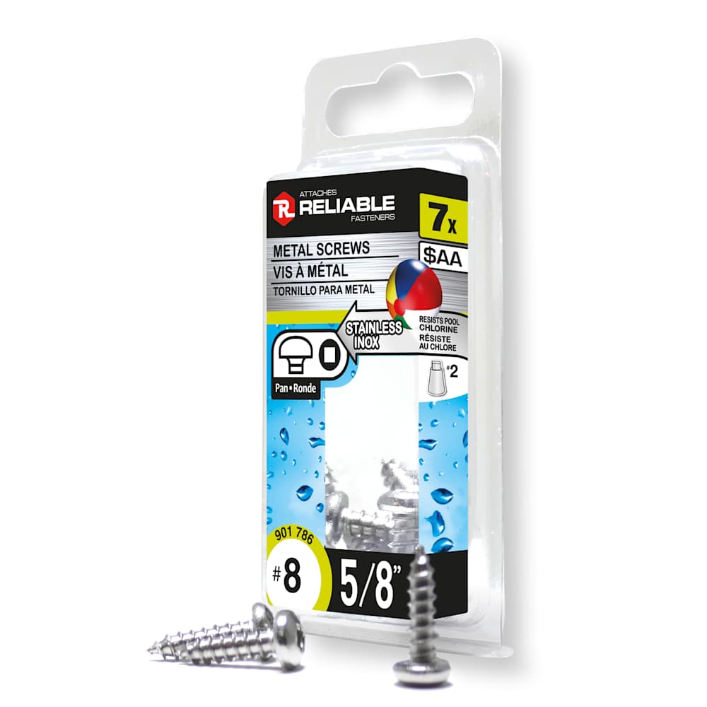 Vis à métal inox 5/8 po n° 8 T.R. Pqt/7