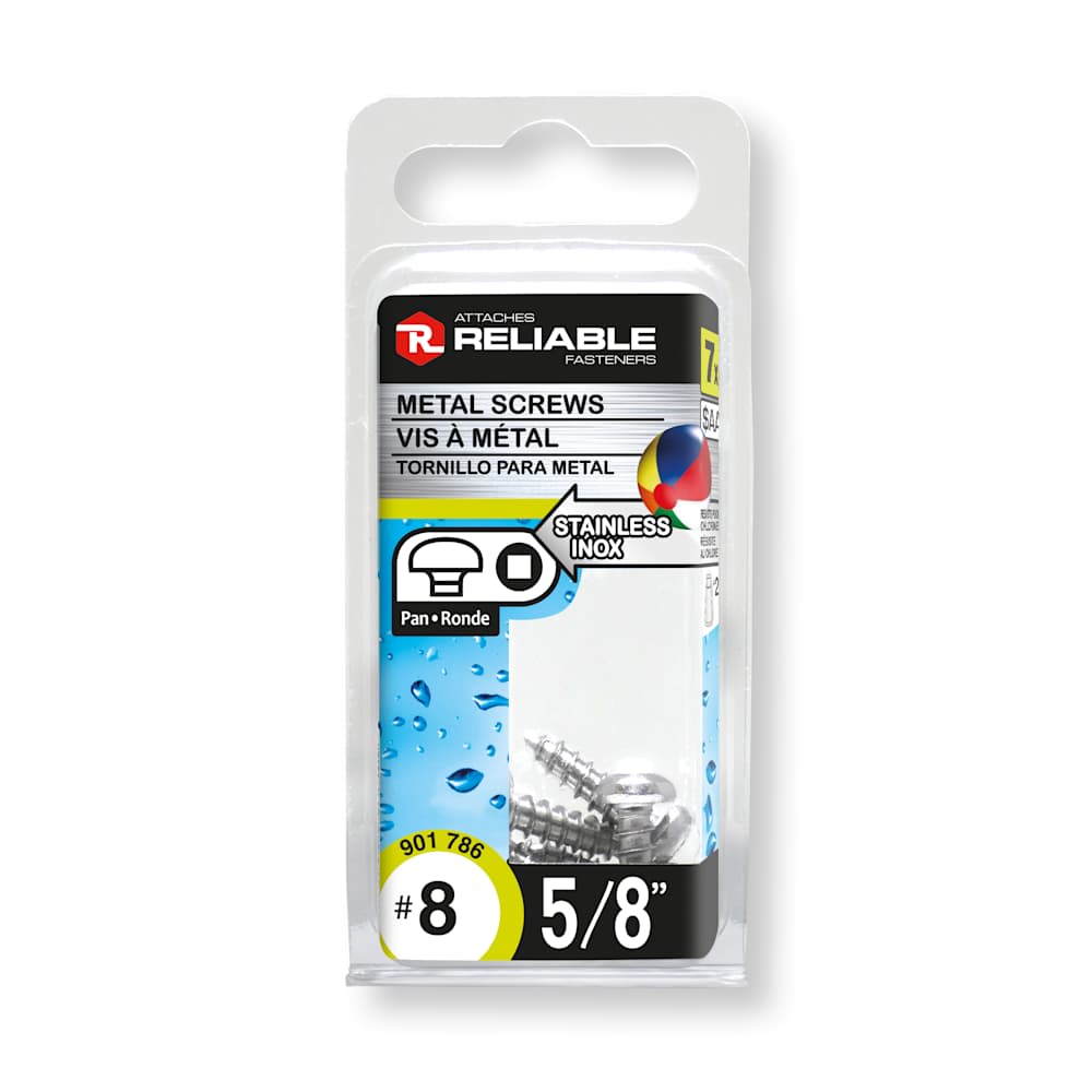 Vis à métal inox 5/8 po n° 8 T.R. Pqt/7