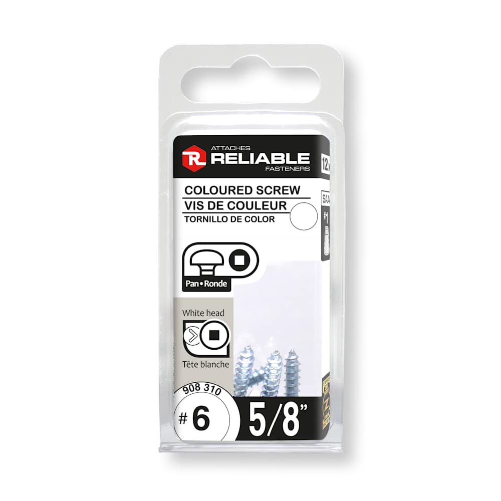 Vis à bois 5/8 po n° 6 T.R. blanche Pqt/12