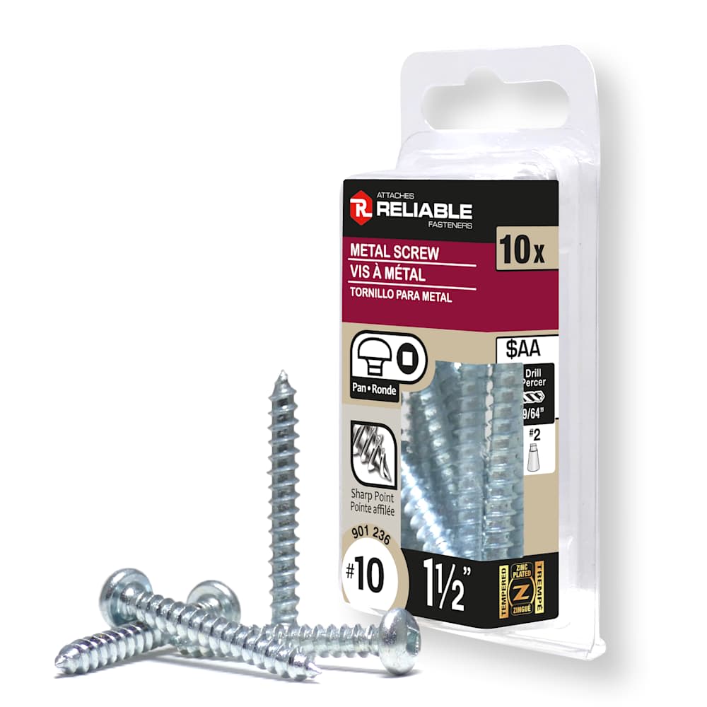 Vis à métal 1 1/2 po n° 10 T.R. Pqt/10