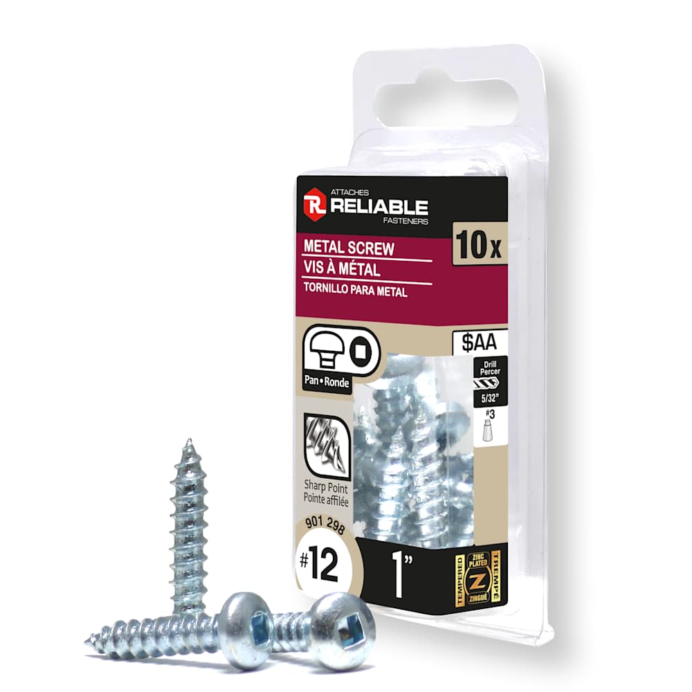 Vis à métal 1 po n° 12 T.R. Pqt/10