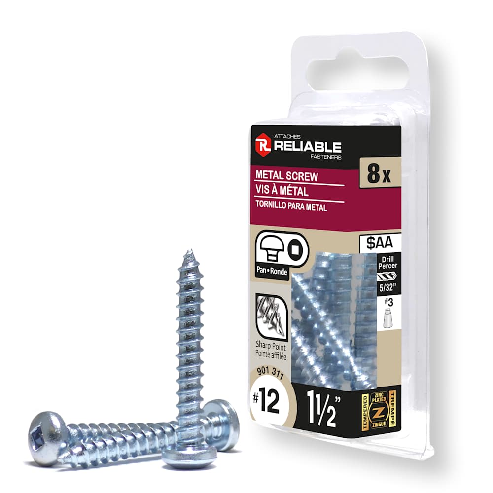 Vis à métal 1 1/2 po n° 12 T.R. Pqt/8