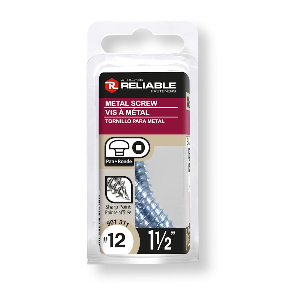 Vis à métal 1 1/2 po n° 12 T.R. Pqt/8