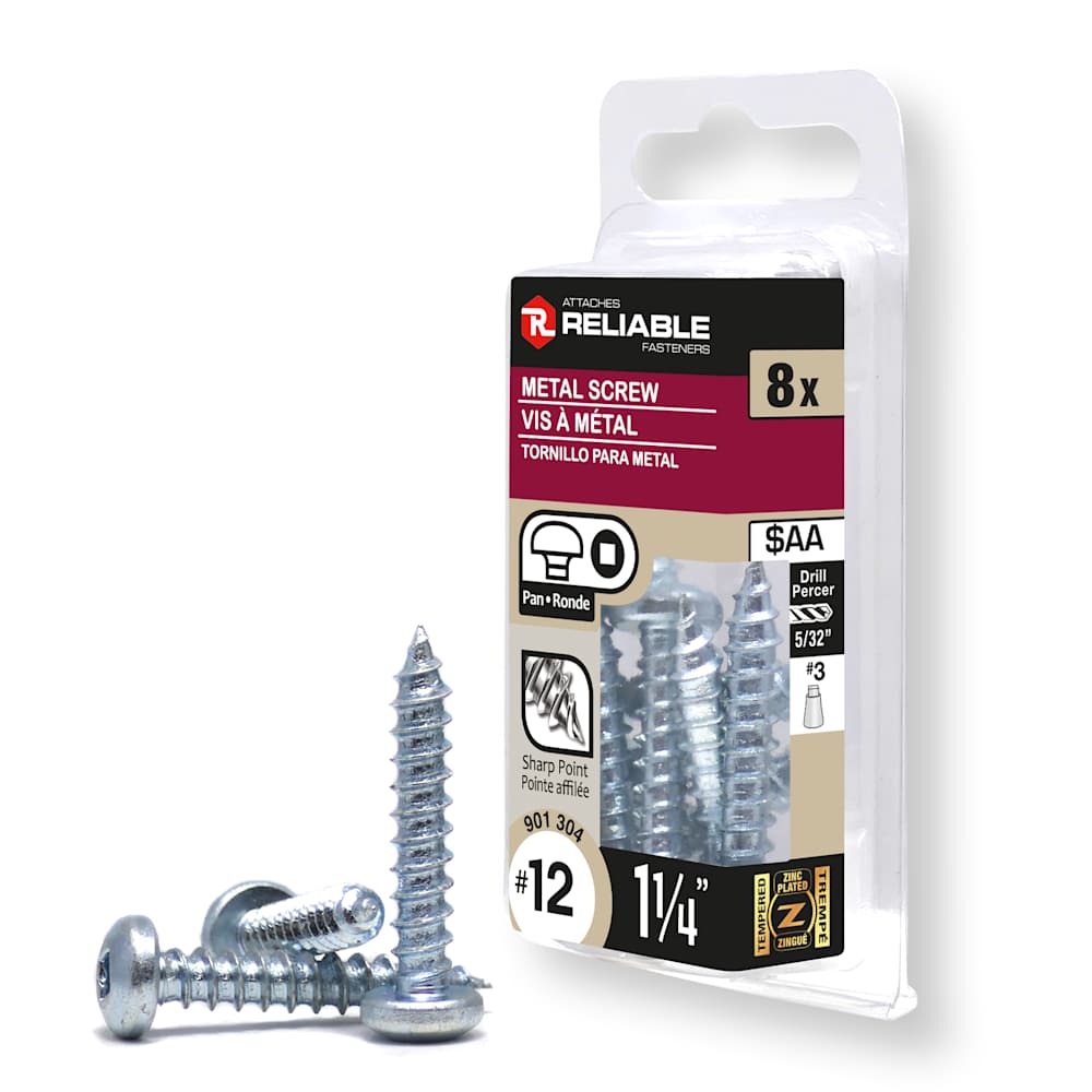 Metal Screws 1 1/4 in. n° 12 Pkg/8