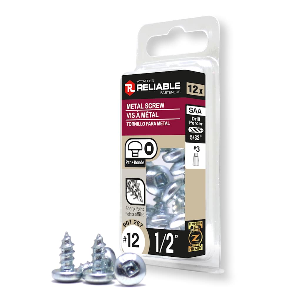 Vis à métal 1/2 po n° 12 T.R. Pqt/12