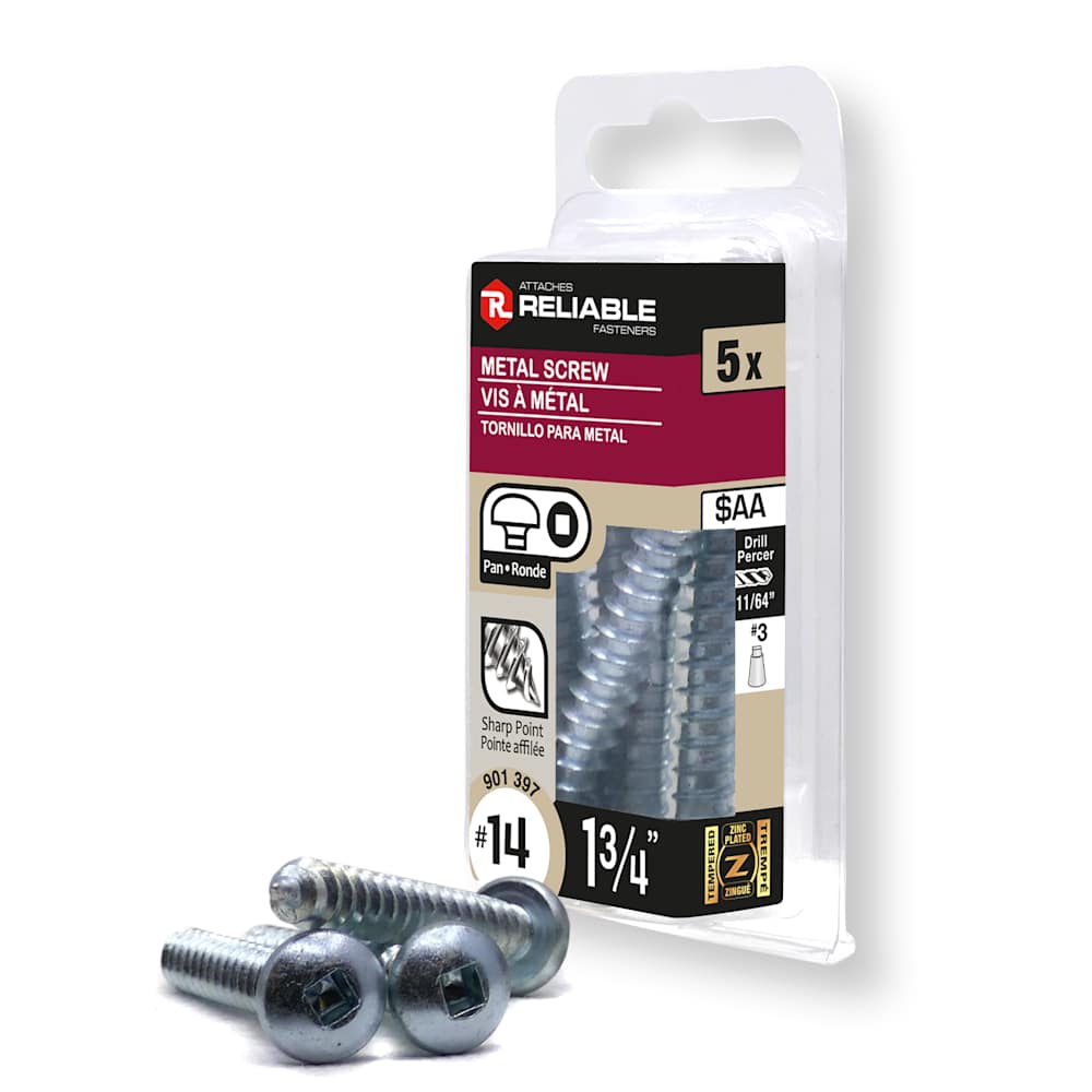 Vis à métal 1 3/4 po n° 14 T.R. Pqt/5