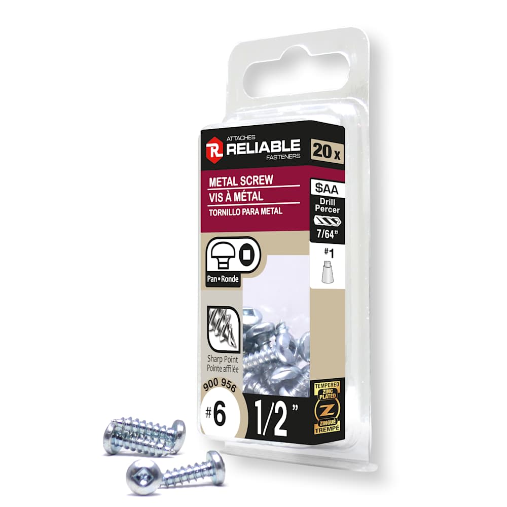 Vis à métal 1/2 po n° 6 T.R. Pqt/20