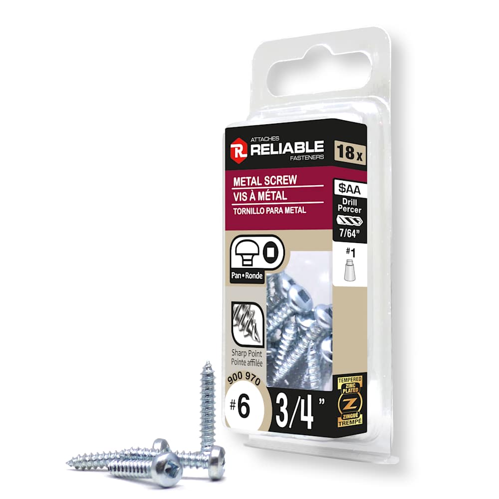 Vis à métal 3/4 po n° 6 T.R. Pqt/18