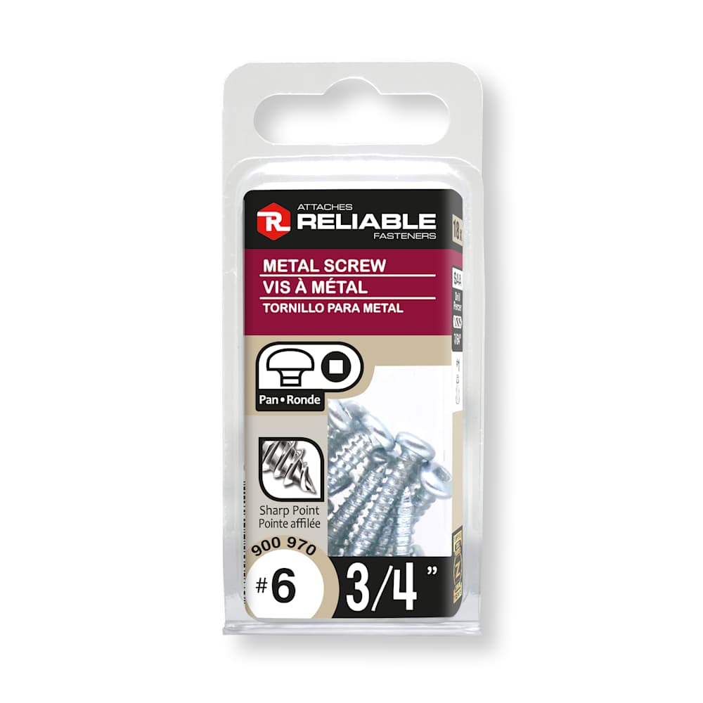 Vis à métal 3/4 po n° 6 T.R. Pqt/18