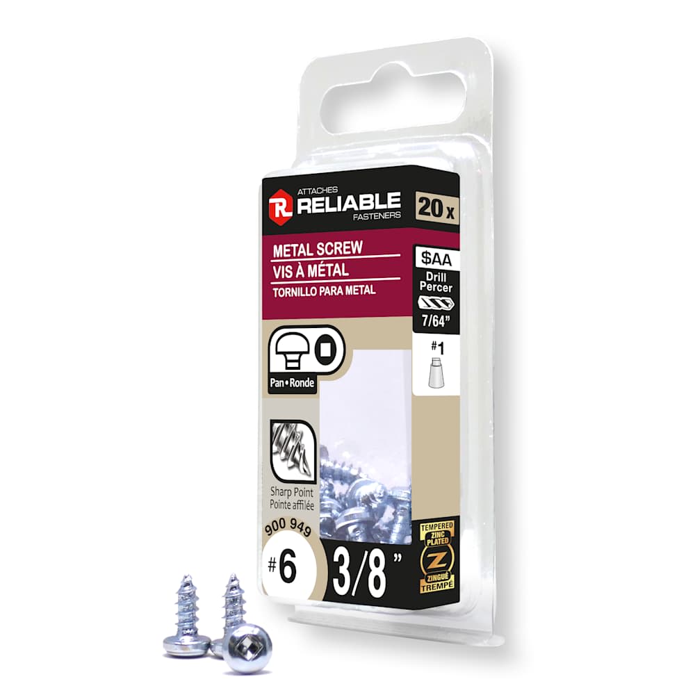 Vis à métal 3/8 po n° 6 T.R. Pqt/20