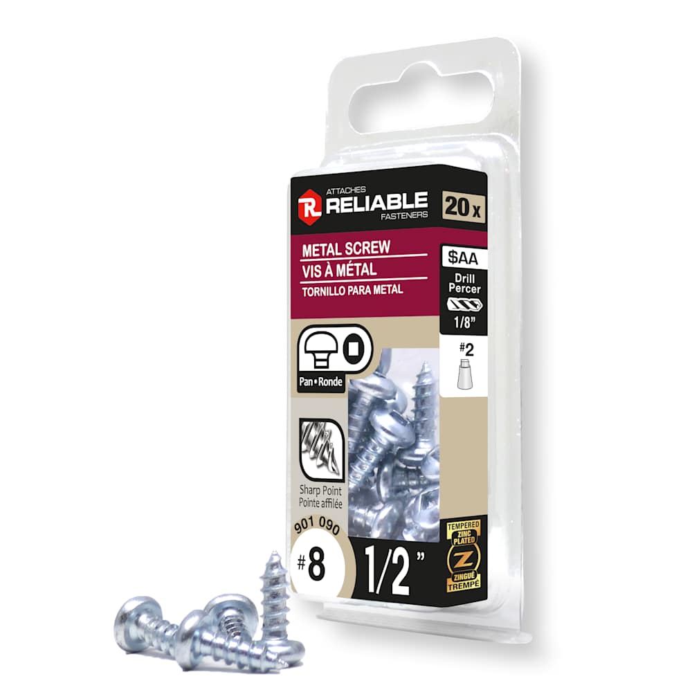 Vis à métal 1/2 po n° 8 T.R. Pqt/20