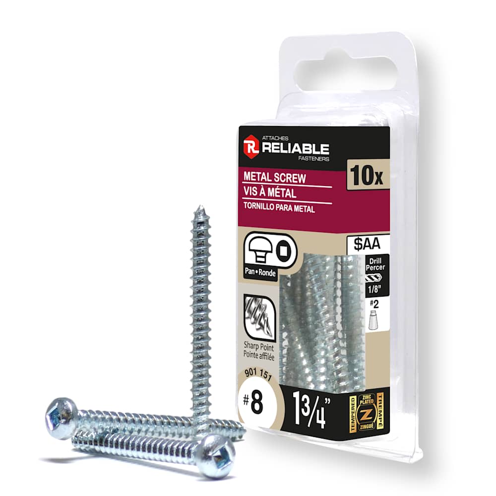 Vis à métal 1 3/4 po n° 8 T.R. Pqt/10