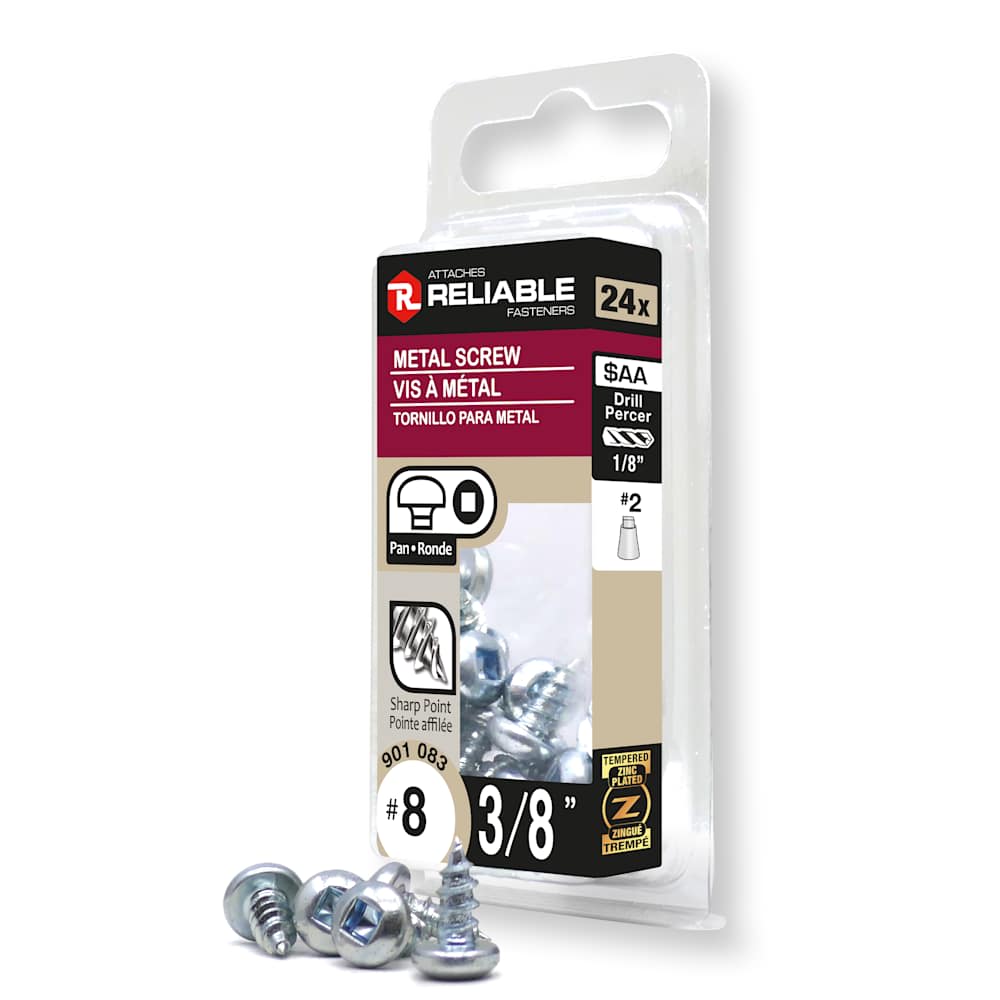 Vis à métal 3/8 po n° 8 T.R. Pqt/24