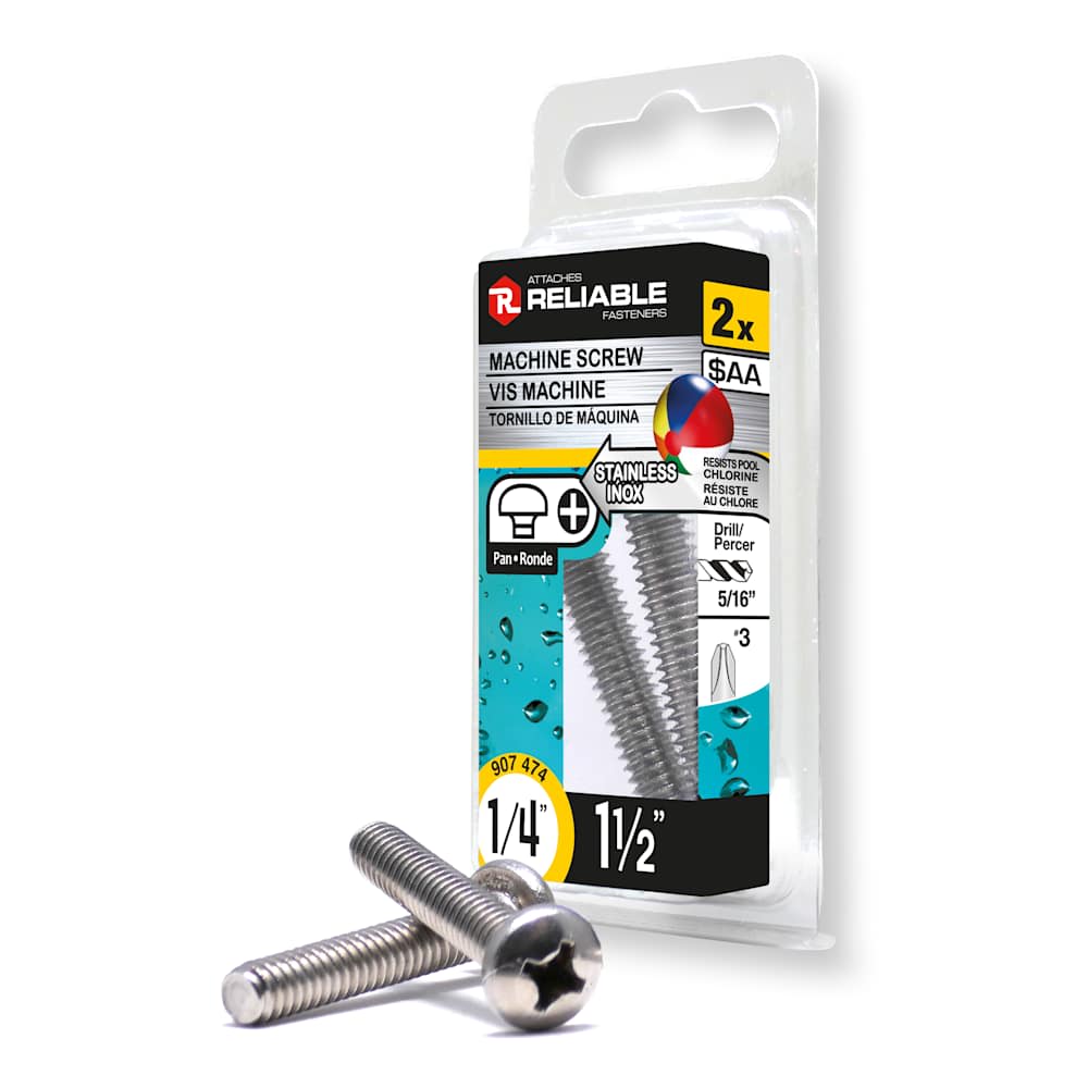 Boulons mécaniques T.R. inox 1/4-20 x 1 1/2 po Pqt/2