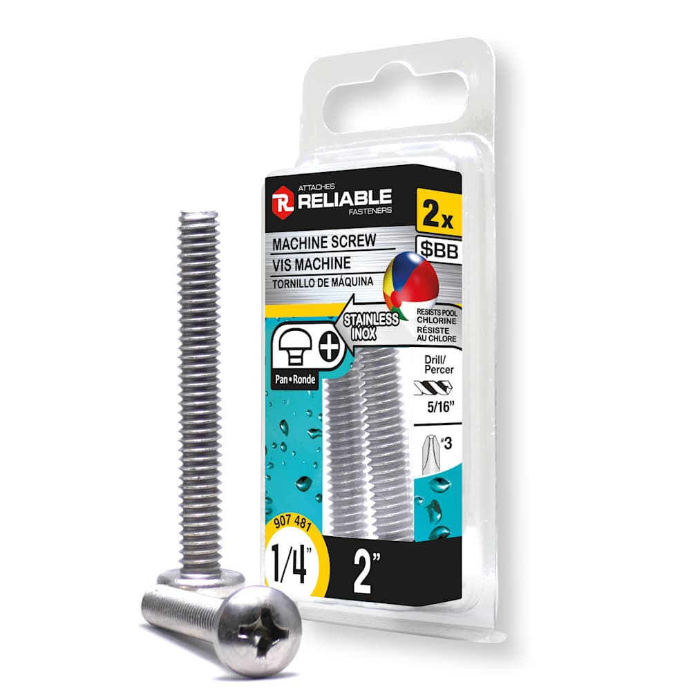 Boulons mécaniques T.R. inox 1/4-20 x 2 po Pqt/2