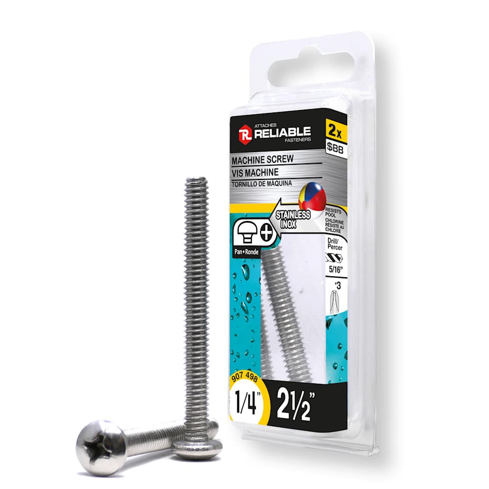 Boulons mécaniques T.R. inox 1/4-20 x 2 1/2 po Pqt/2