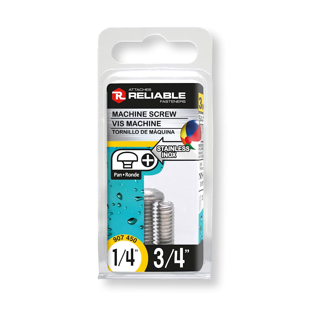 Boulons mécaniques T.R. inox 1/4-20 x 3/4 po Pqt/3