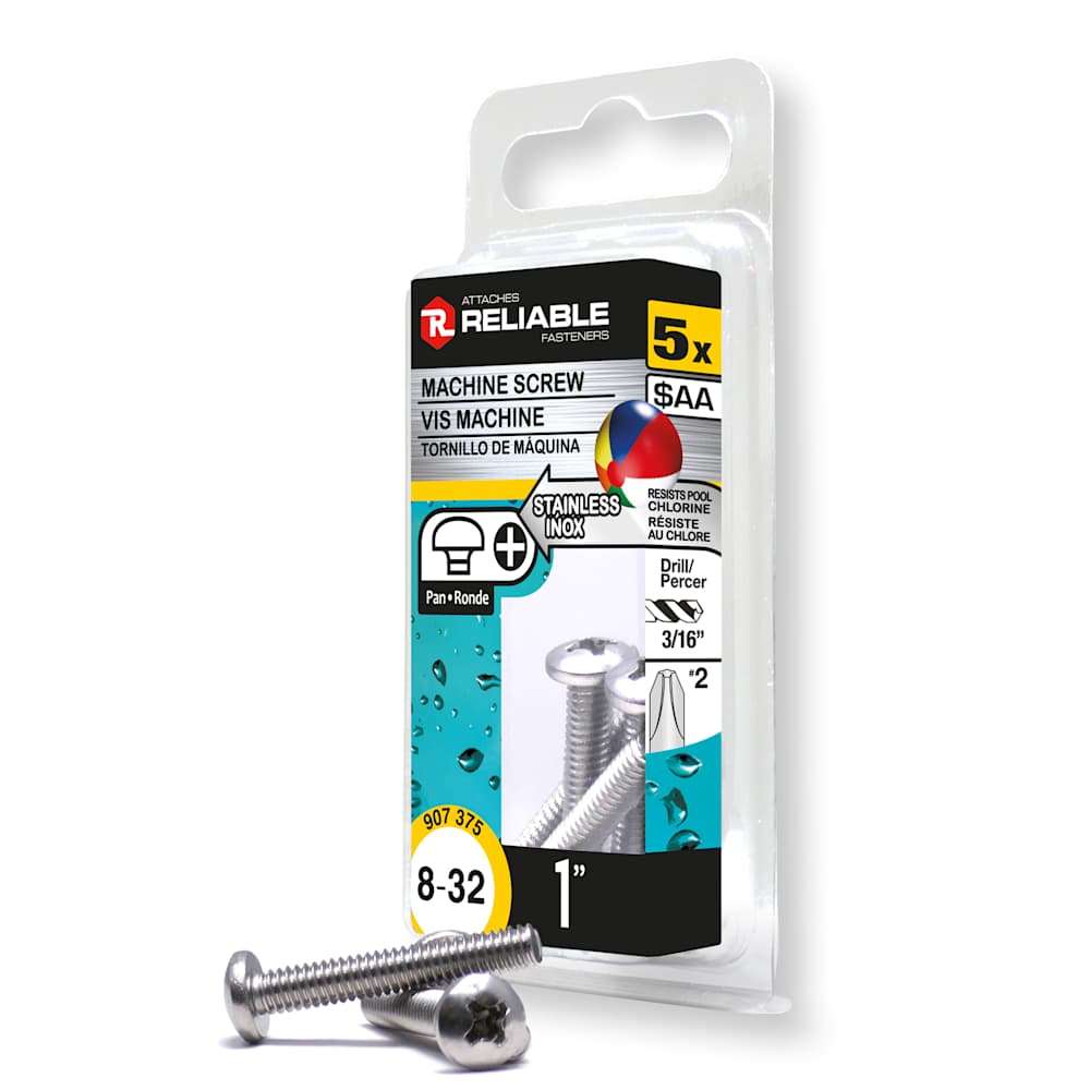 Boulons mécaniques T.R. inox 8-32 x 1 po Pqt/5