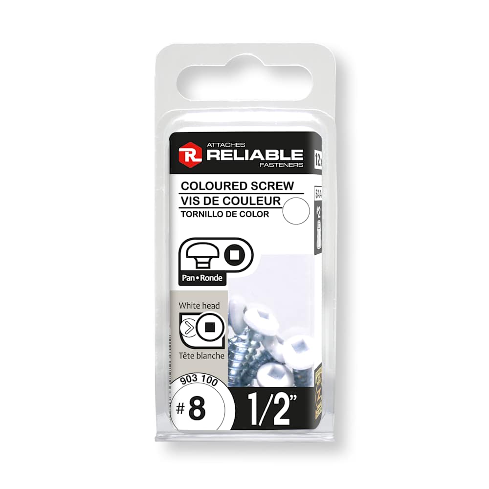 Vis à métal 1/2 po n° 8 T.R. blanche Pqt/12