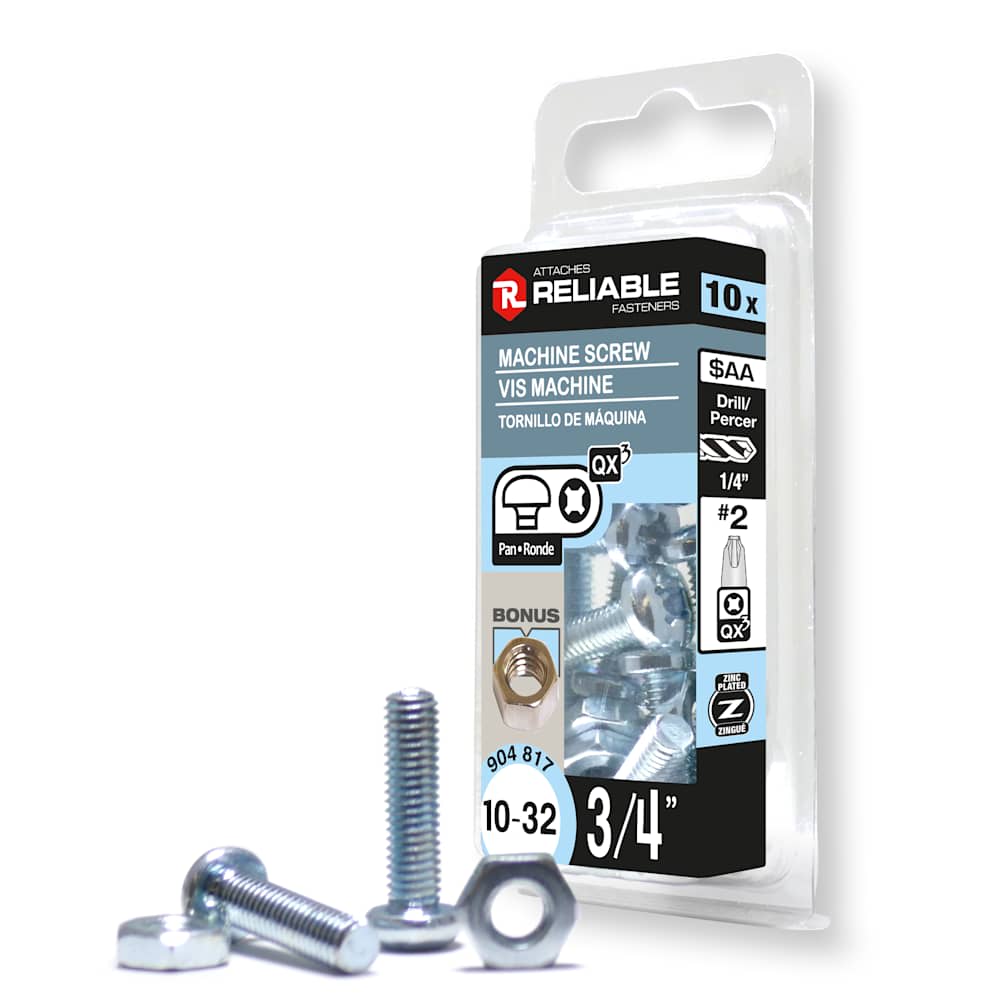 Boulons mécaniques T.R. 10-32 x 3/4&nbsp;po&nbsp;Pqt/10