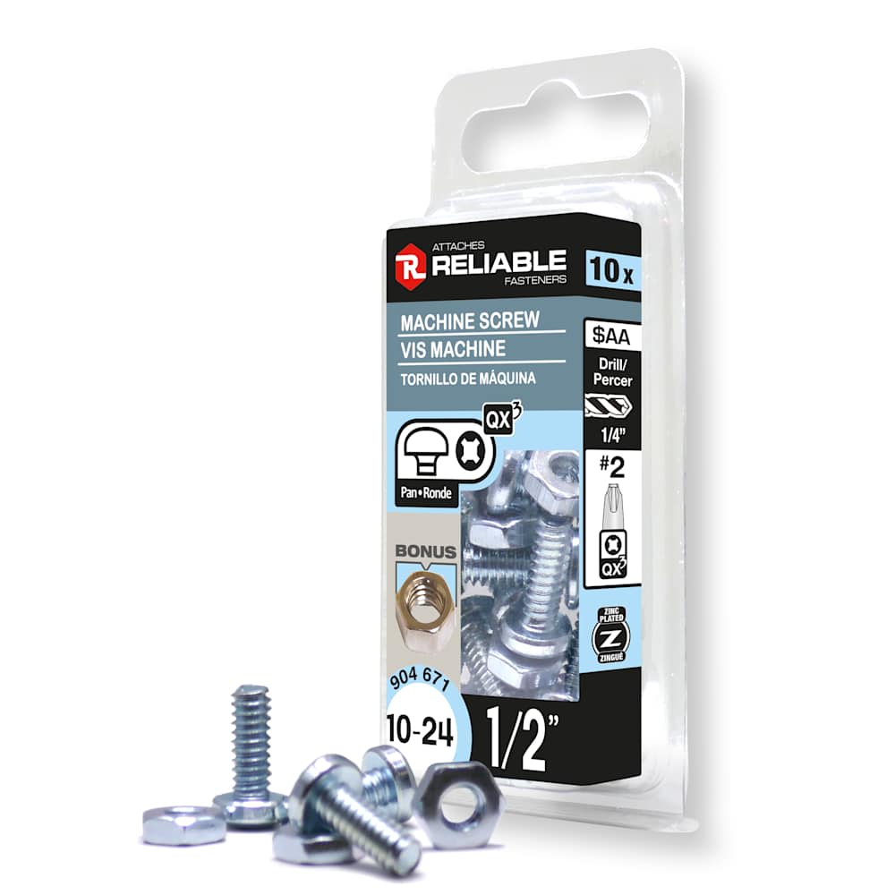 Boulons mécaniques T.R. 10-24 x 1/2&nbsp;po&nbsp;Pqt/10