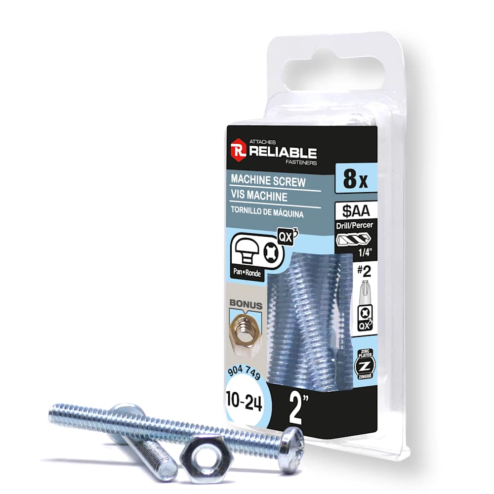 Boulons mécaniques T.R. 10-24 x 2&nbsp;po&nbsp;Pqt/8