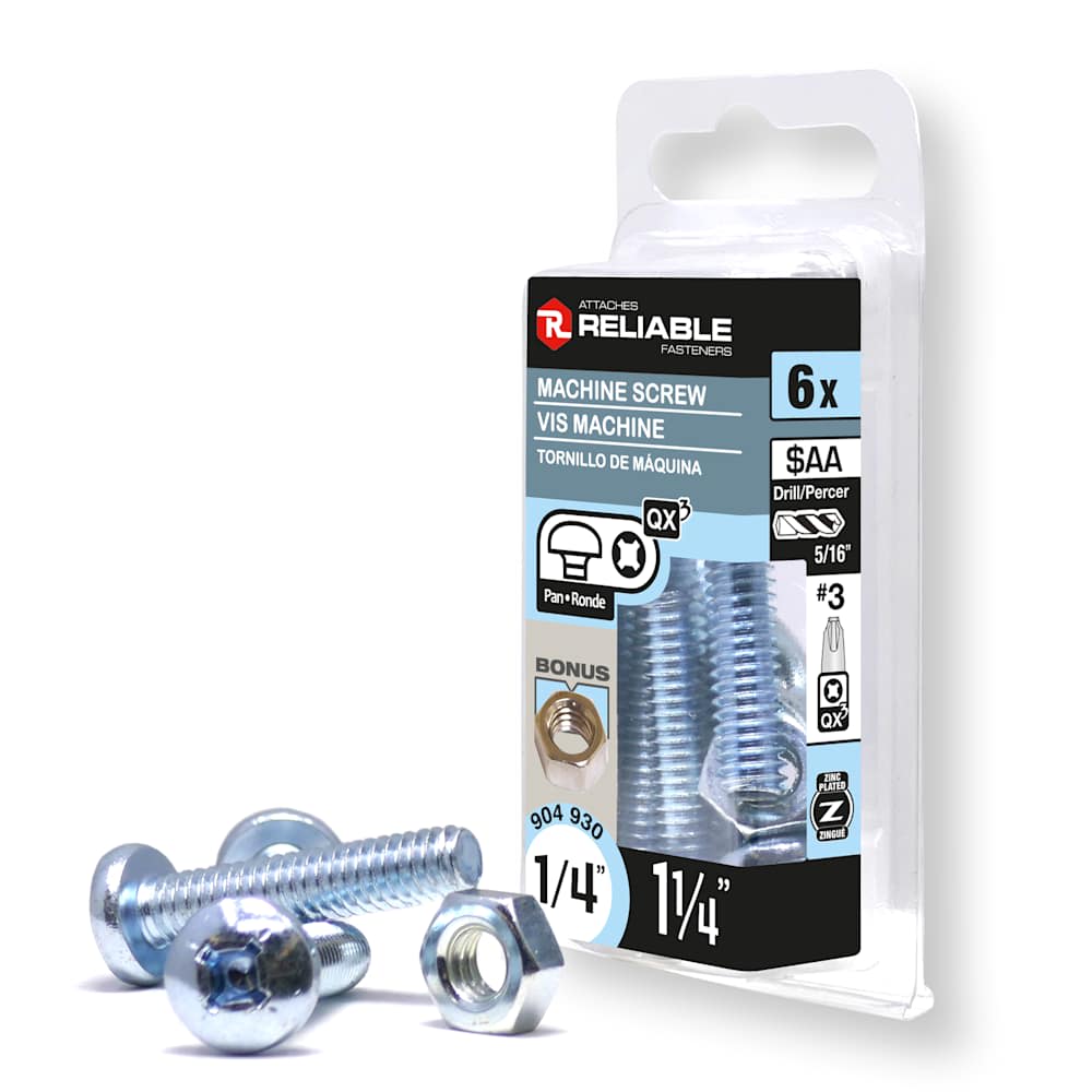 Boulons mécaniques T.R. 1/4-20 x 1&nbsp;1/4-20&nbsp;po&nbsp;Pqt/6