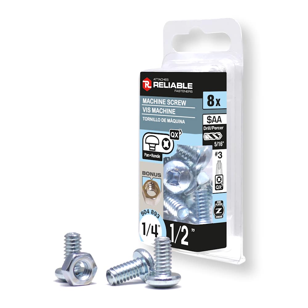 Boulons mécaniques T.R. 1/4-20 x 1/2&nbsp;po&nbsp;Pqt/8