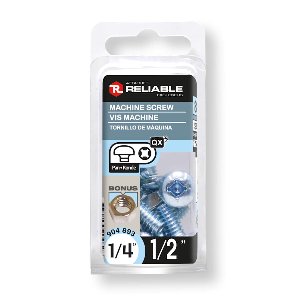 Boulons mécaniques T.R. 1/4-20 x 1/2&nbsp;po&nbsp;Pqt/8