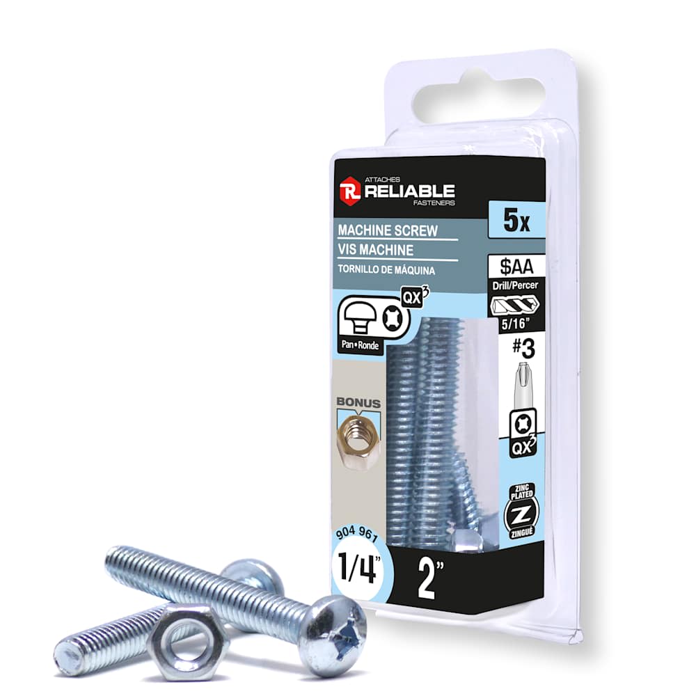 Boulons mécaniques T.R. 1/4-20 x 2&nbsp;po&nbsp;Pqt/5