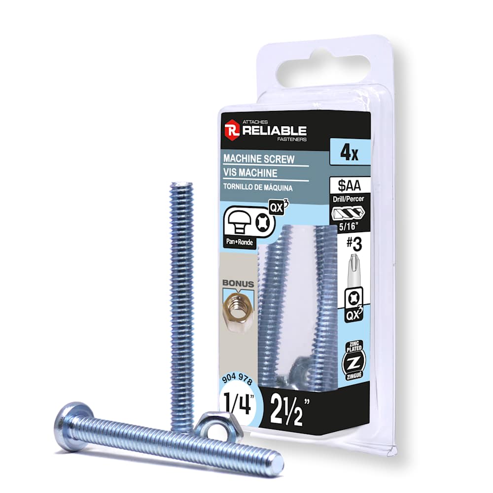 Boulons mécaniques T.R. 1/4-20 x 2&nbsp;1/2&nbsp;po&nbsp;Pqt/4