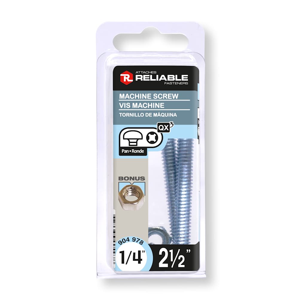 Boulons mécaniques T.R. 1/4-20 x 2&nbsp;1/2&nbsp;po&nbsp;Pqt/4