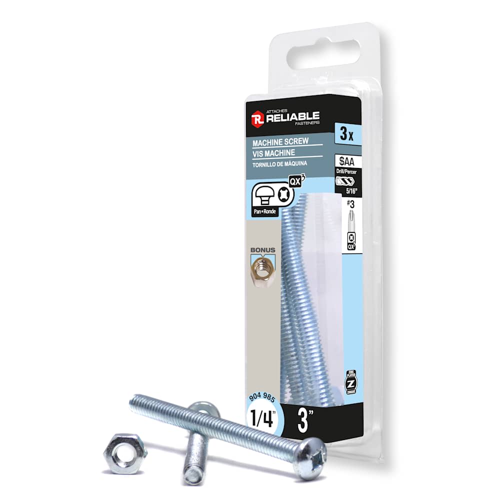 Boulons mécaniques T.R. 1/4-20 x 3&nbsp;po&nbsp;Pqt/3