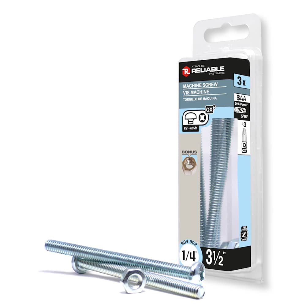 Boulons mécaniques T.R. 1/4-20 x 3&nbsp;1/2&nbsp;po&nbsp;Pqt/3