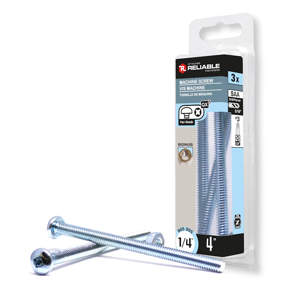 Boulons mécaniques T.R. 1/4-20 x 4&nbsp;po&nbsp;Pqt/3