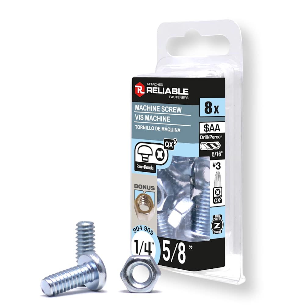 Boulons mécaniques T.R. 1/4-20 x 5/8 po Pqt/8